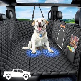 XXL Truck Dog Seat Cover for Back Seat, Backseat Extender Hard Bottom, 100% Waterproof Pet Seat Protector with Mesh Window, Dog Car Hammock Covers for Pickup Truck Crew Cab F150