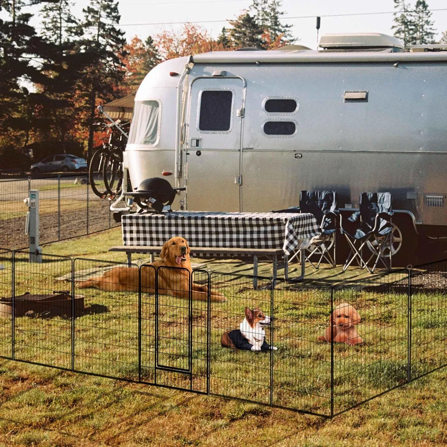 Yescom Dog Playpen Fence Outdoor for Yard, 12 Panels 47 inch Metal Garden Animal Barrier with 2 Doors, Heavy Duty Pet Kennel Exercise Pen for Large Breeds