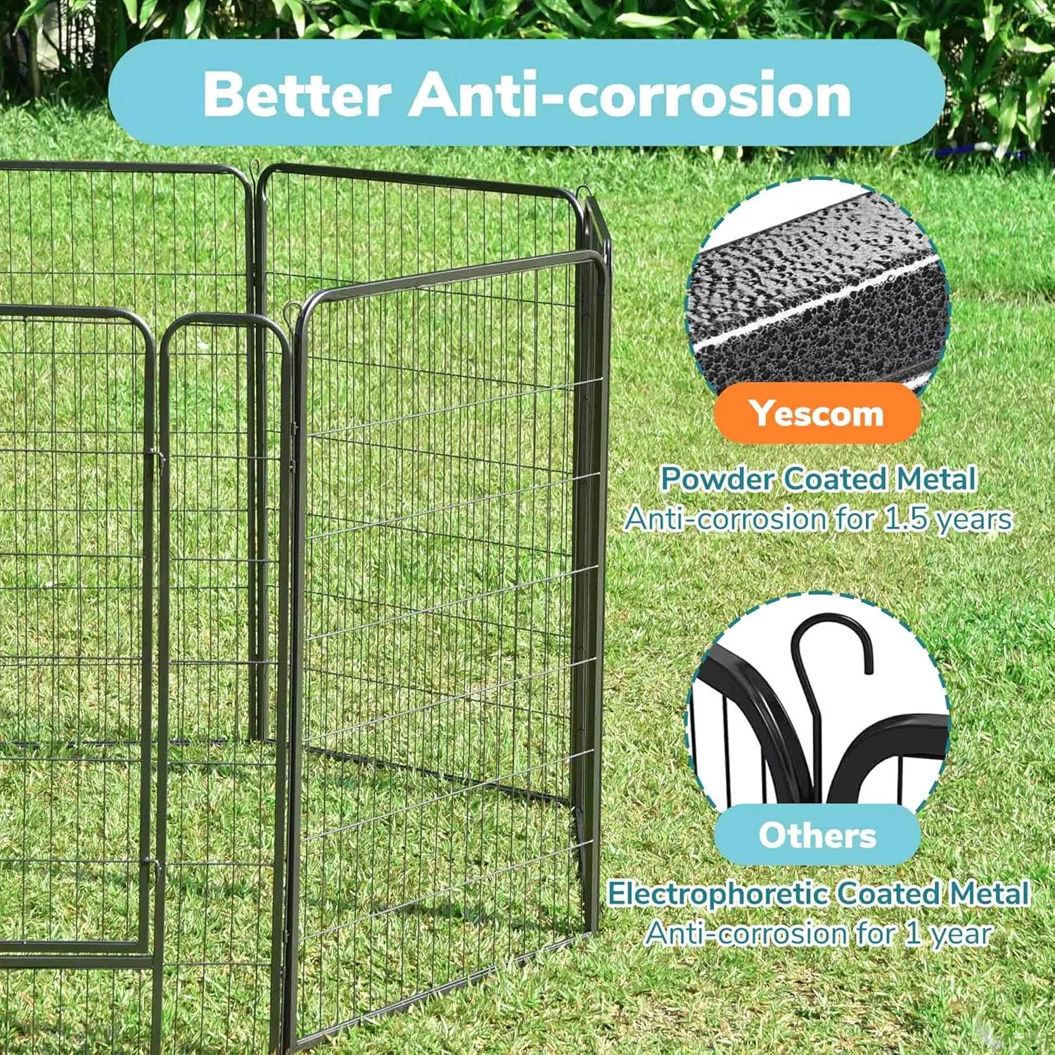 Yescom Dog Playpen Fence Outdoor for Yard, 12 Panels 47 inch Metal Garden Animal Barrier with 2 Doors, Heavy Duty Pet Kennel Exercise Pen for Large Breeds