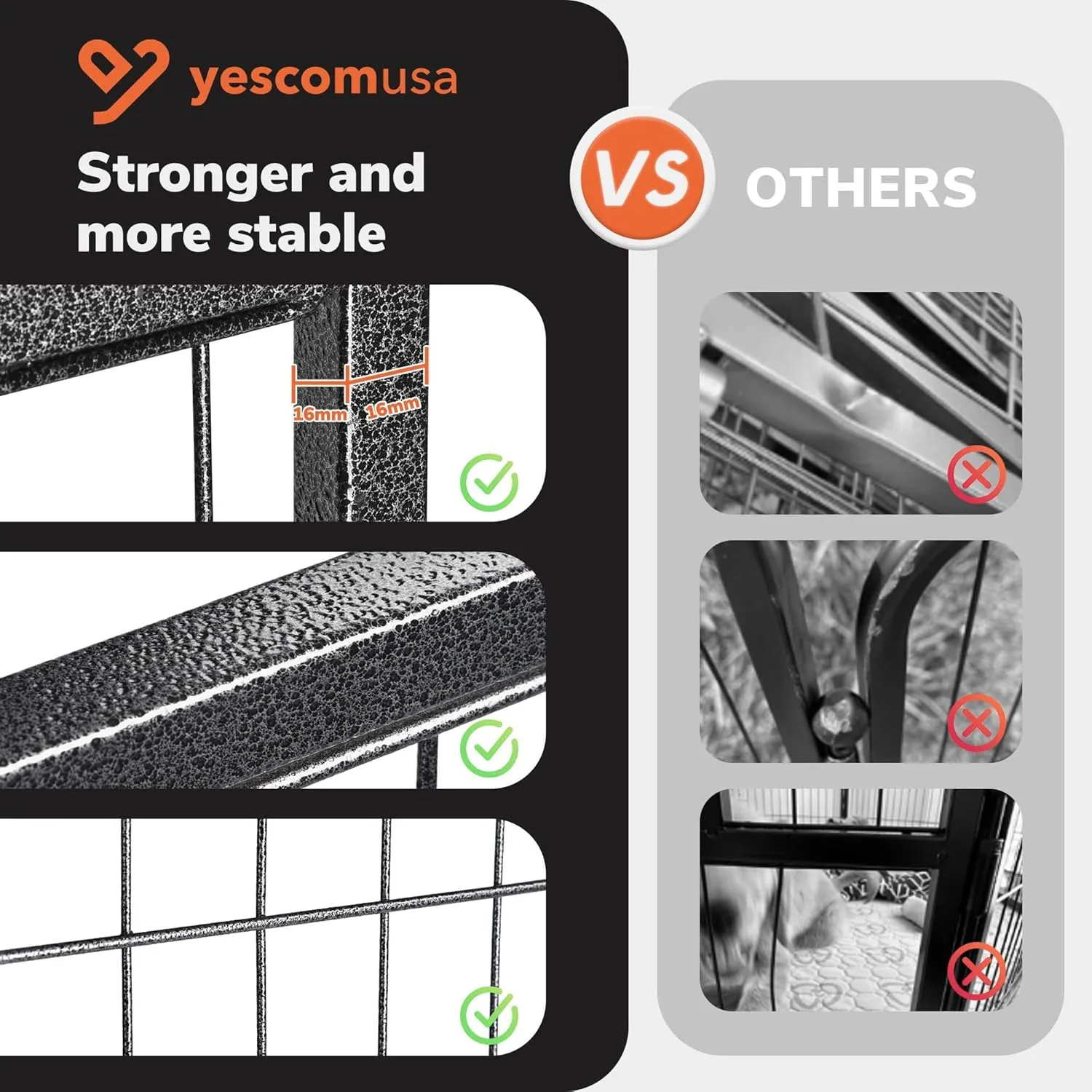 Yescom Dog Playpen Fence Outdoor for Yard, 12 Panels 47 inch Metal Garden Animal Barrier with 2 Doors, Heavy Duty Pet Kennel Exercise Pen for Large Breeds