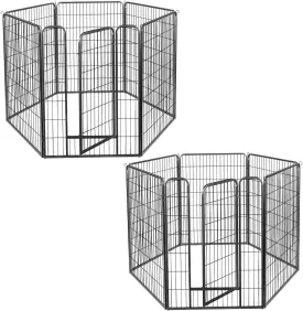 Yescom Dog Playpen Fence Outdoor for Yard, 12 Panels 47 inch Metal Garden Animal Barrier with 2 Doors, Heavy Duty Pet Kennel Exercise Pen for Large Breeds