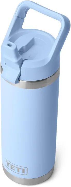 YETI Rambler 18 oz Bottle, Vacuum Insulated, Stainless Steel with Color Matching Straw Cap, Big Sky Blue